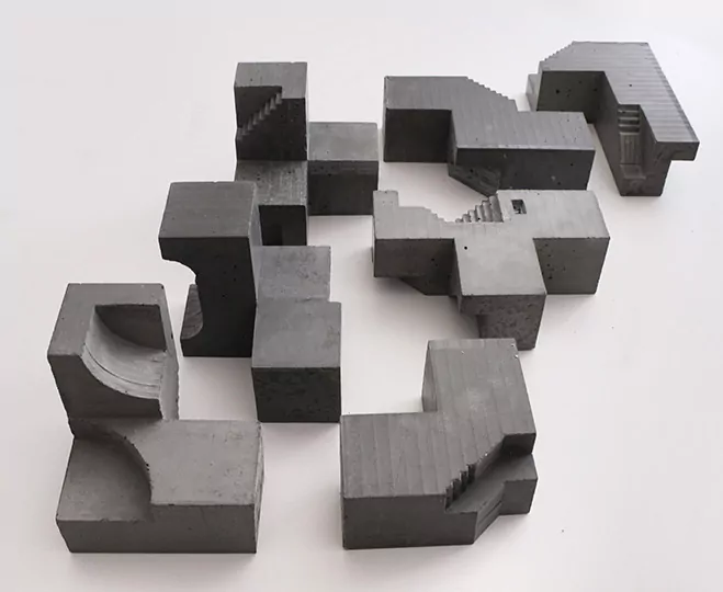 Cubic Geometry – Concrete Modular Sculptures by Artist David Umemoto — sculptural work 5