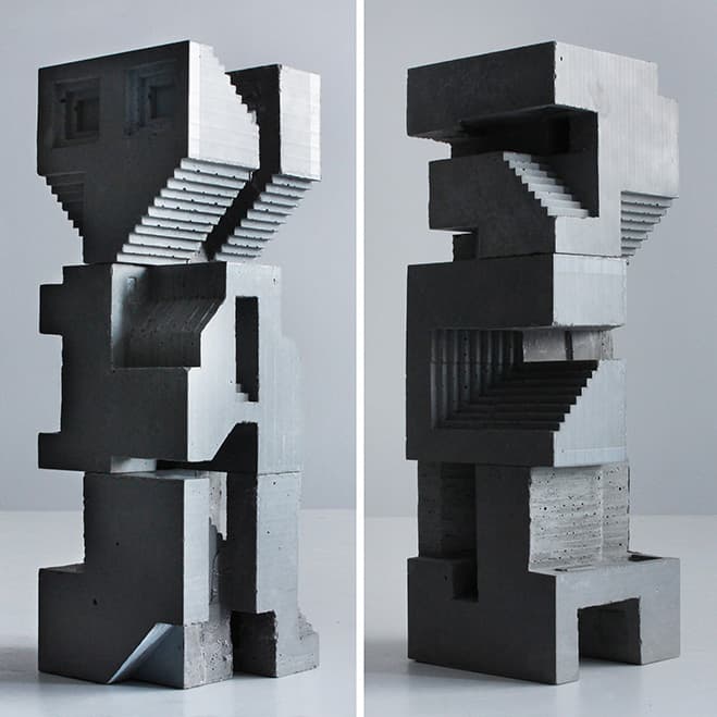 Cubic Geometry – Concrete Modular Sculptures by Artist David Umemoto — sculptural work 6