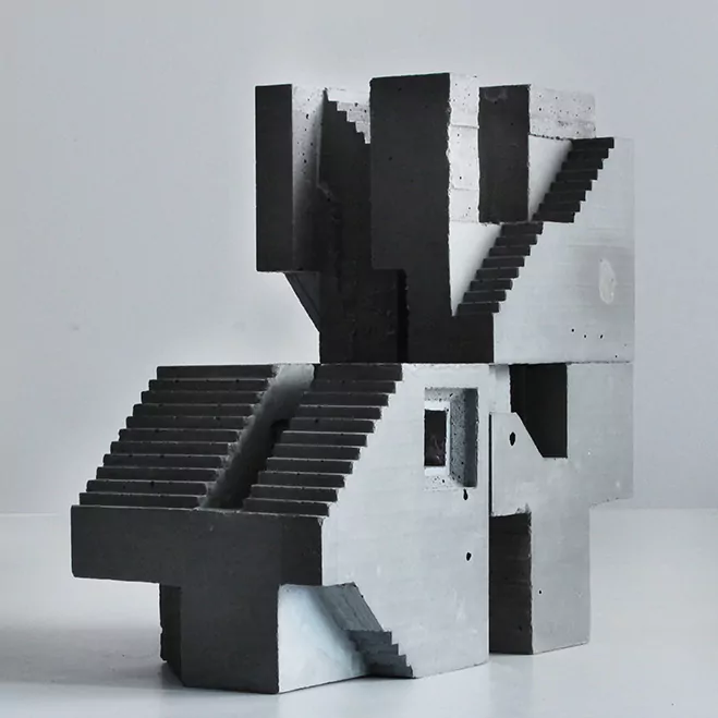 Cubic Geometry – Concrete Modular Sculptures by Artist David Umemoto — sculptural work 7