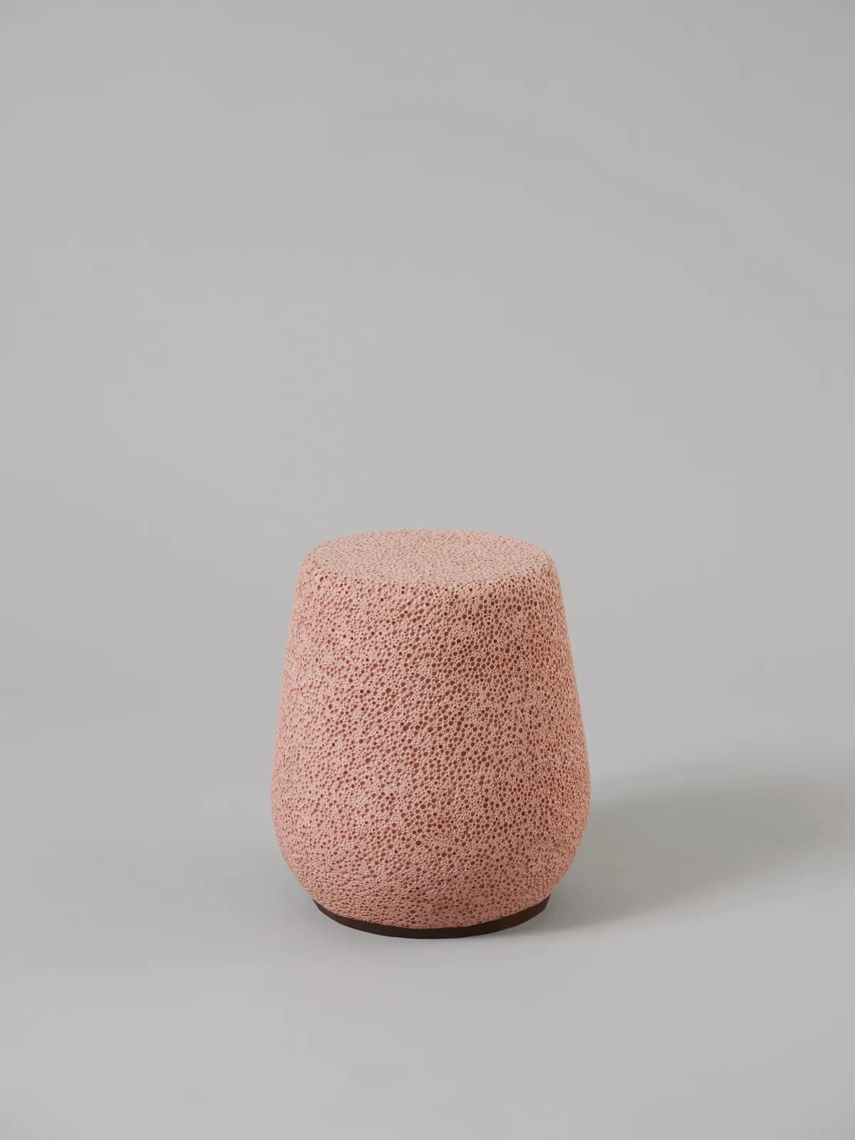 Djim Berger, Lightweight Porcelain: Child-size stool / side table, pink color LP-11, H 30 × D 24 cm; current gallery photograph