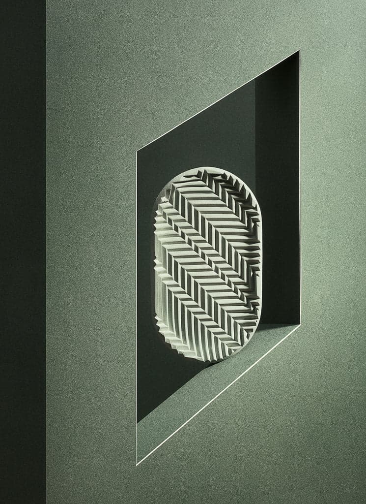 Sage-green Herringbone tray, Phil Cuttance