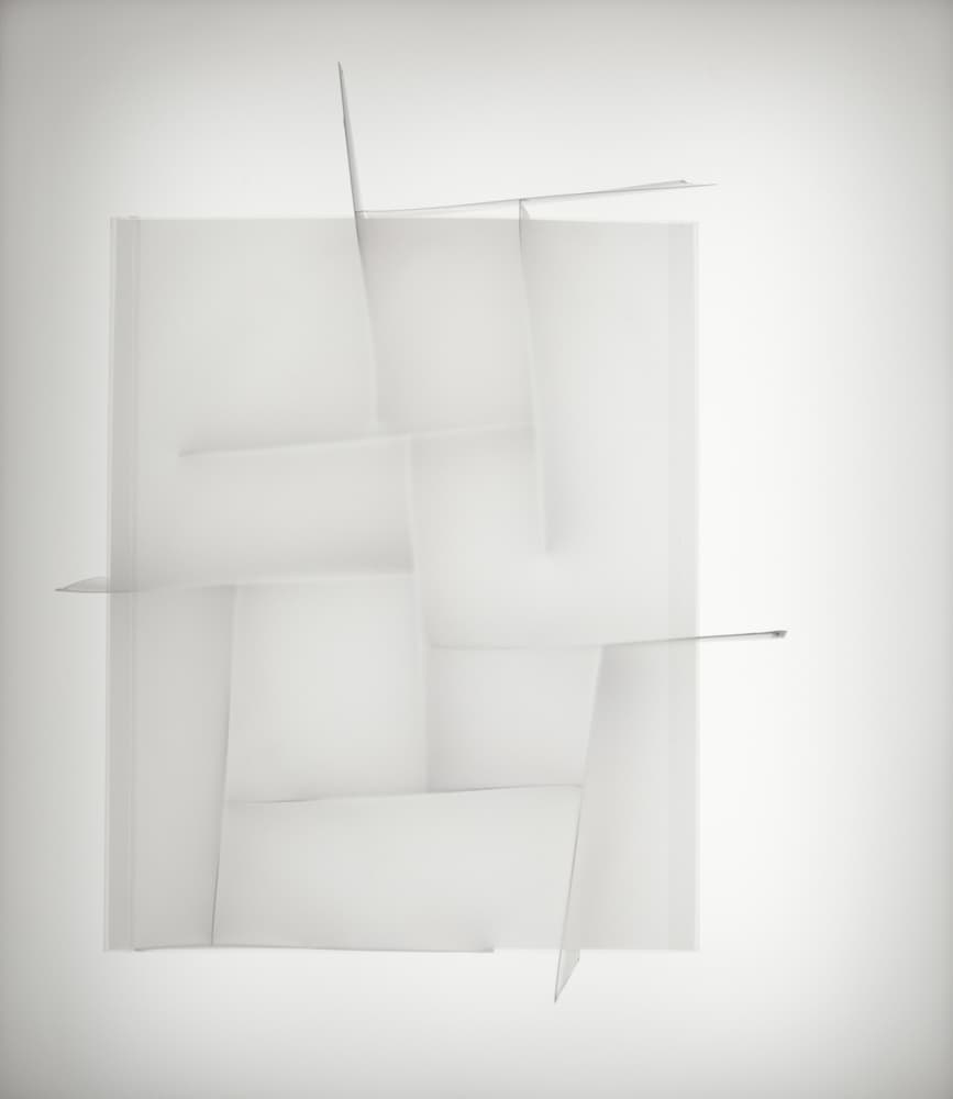 Baked Alaska, from Push 2 Stops: overlapping film sleeves forming a pale abstract arrangement
