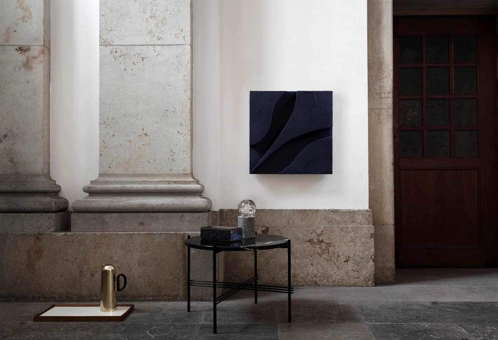 Kristina Krogh, Relief · Blue (2019), installed in an interior