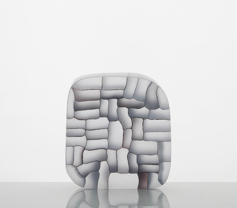 Grey/Brown Botanical Structure (2019) — soft-square cellular glass sculpture