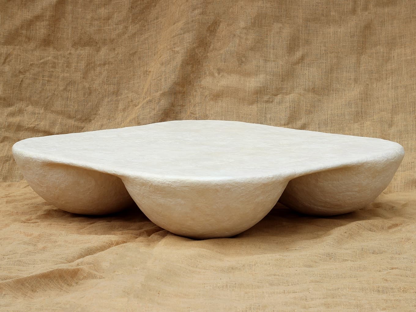 Pulp collection — white Quad Coffee Table, low three-quarter view