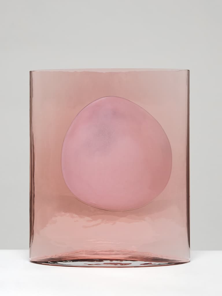 Pink Isla vase with circular glass insert, Julie Richoz for Nouvel Studio (2018)