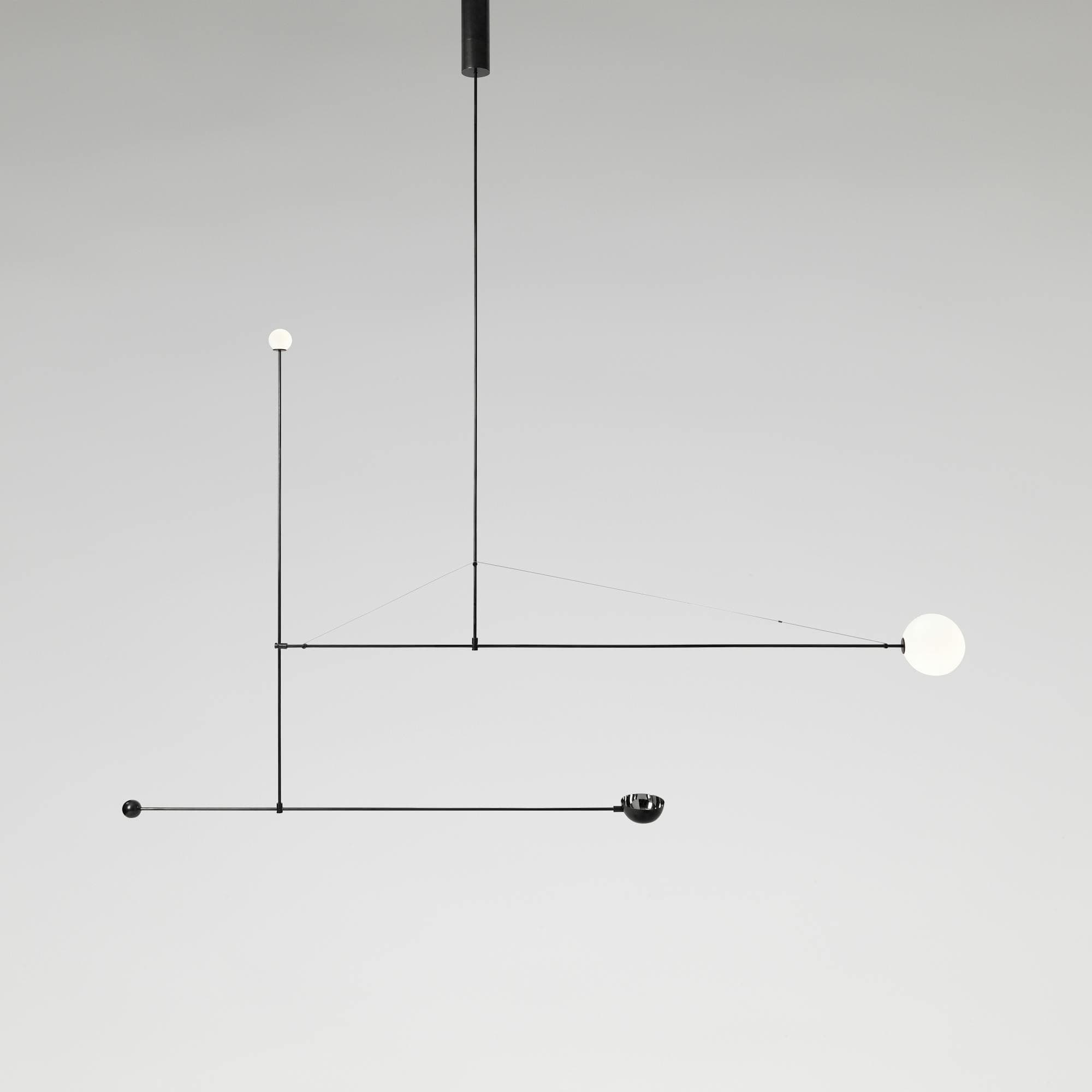 Mobile Chandelier 1, 2008 — black patinated brass and opaline glass
