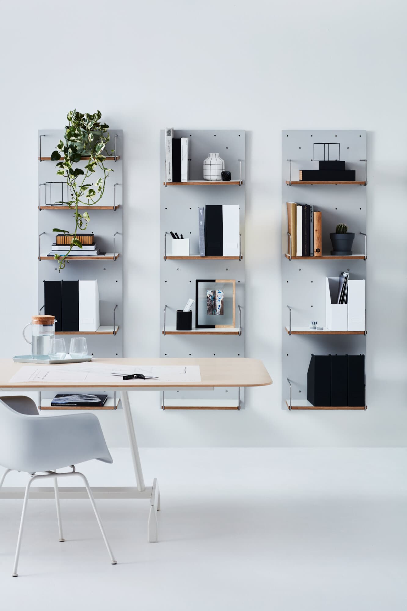 Wanda Library by Cantilever, three narrow shelving panels