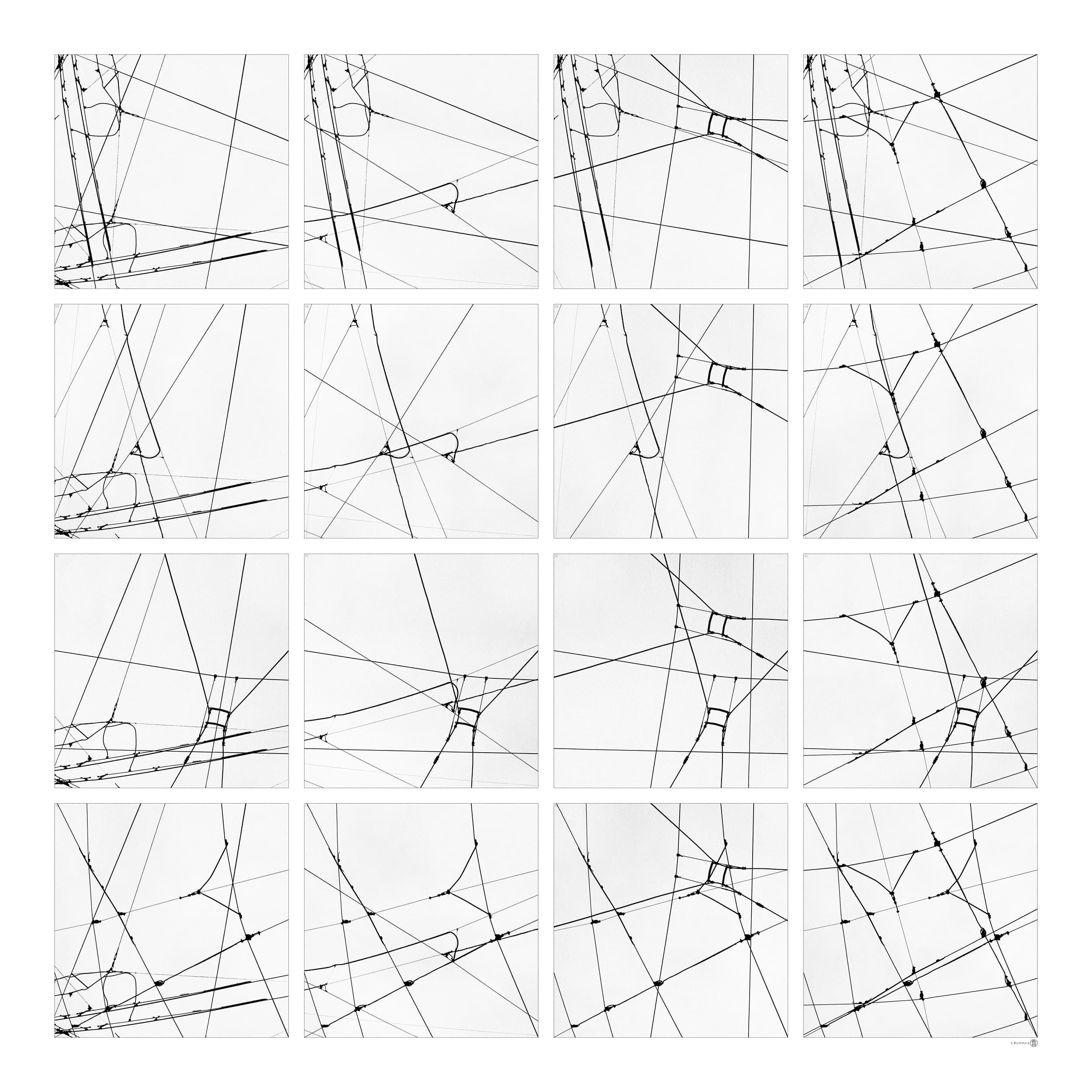 Lines 03-1 (2011) — sixteen-panel overhead-wire photomontage
