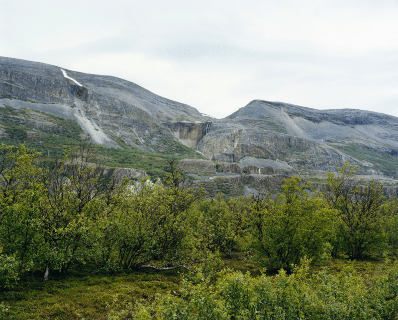 Solrud #1 — SAMELAND; green vegetation below a pale rocky hillside
