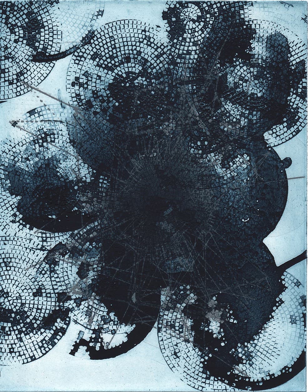 Elvia Perrin, Connectivity, 2015. Intaglio, 11 x 13 inches.
