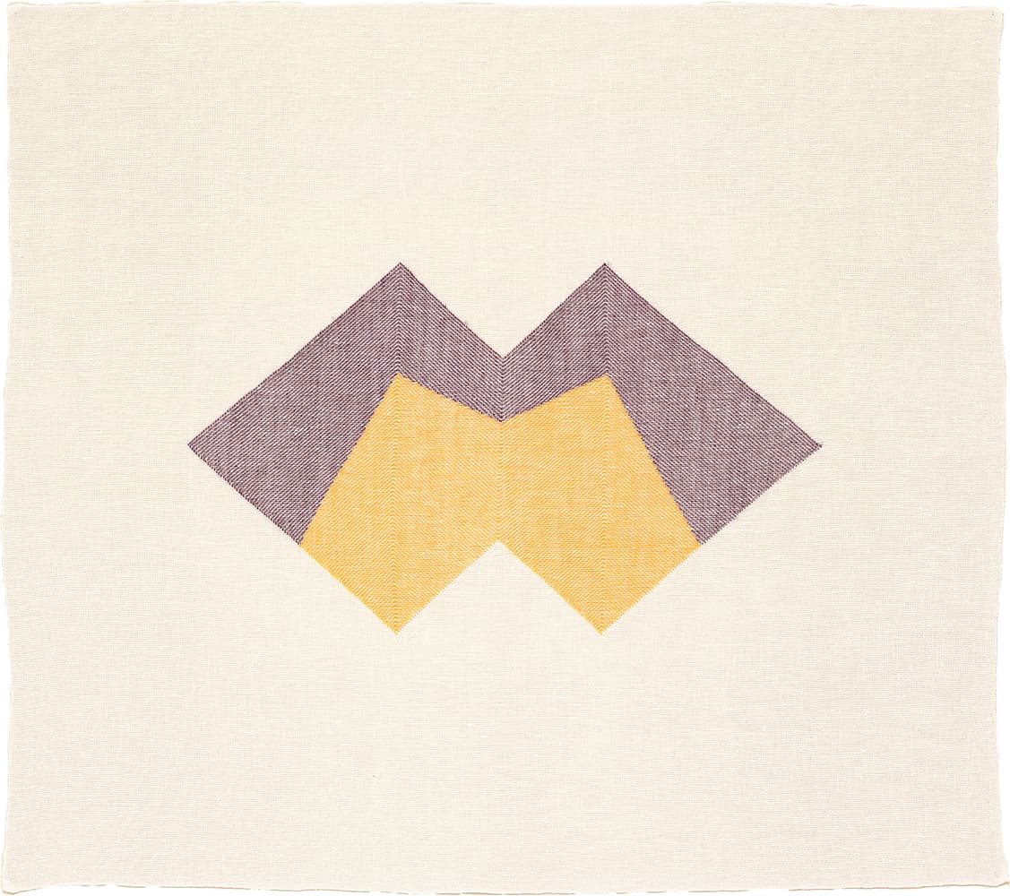 Twill Series (Sangria/Golden Yellow), 2015, Hand-woven and hand-dyed linen, 25 x 27 1/2 inches