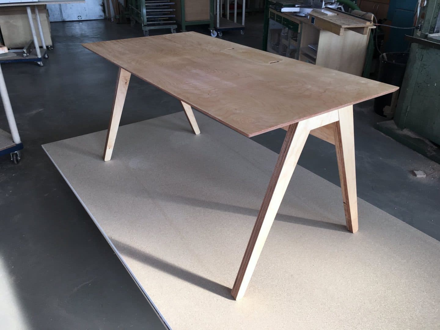 An Opendesk plywood workstation made by Möbel Herten in 2016