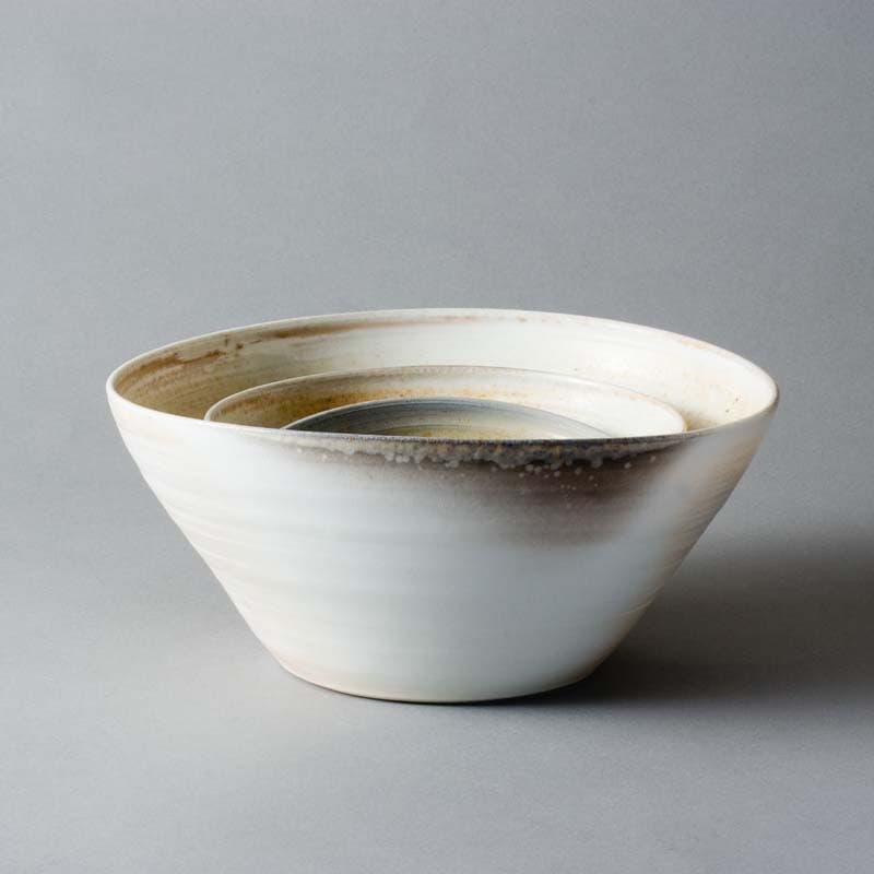Ann Linnemann: nested wood-fired porcelain bowls.