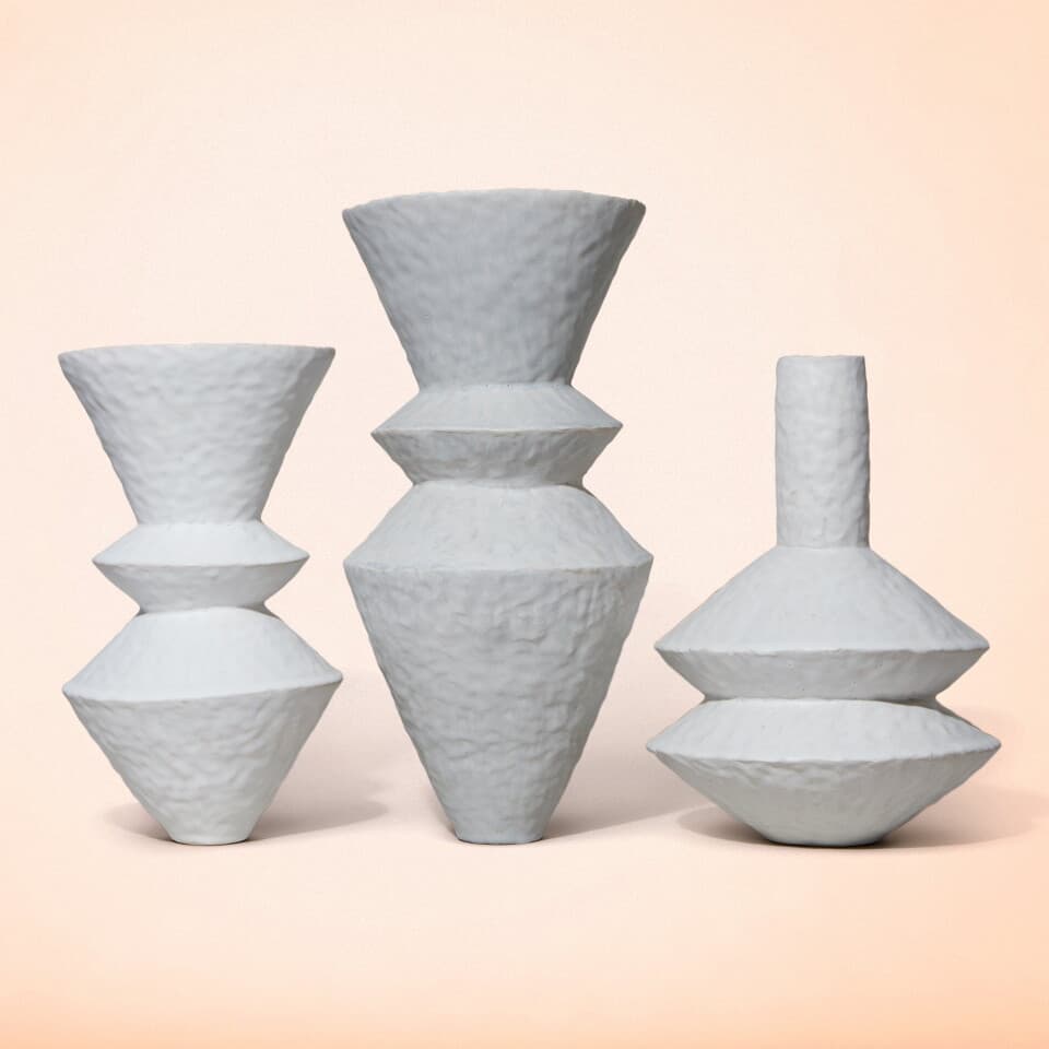 Giselle Hicks, White Zigzag Collection (three vessels)