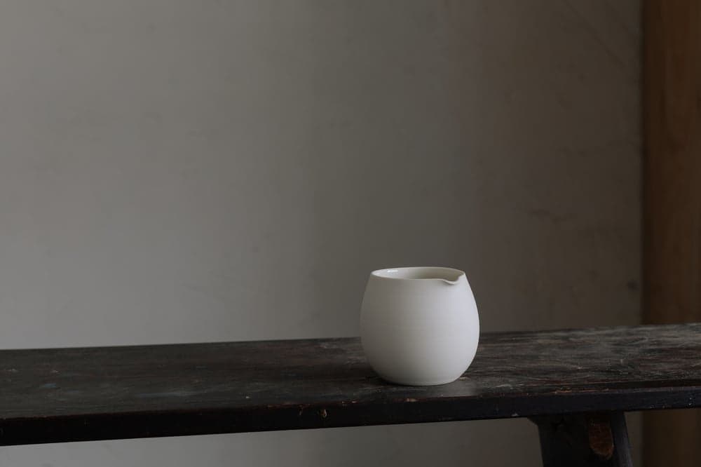 Sue Paraskeva, cream porcelain jug; current collection photograph
