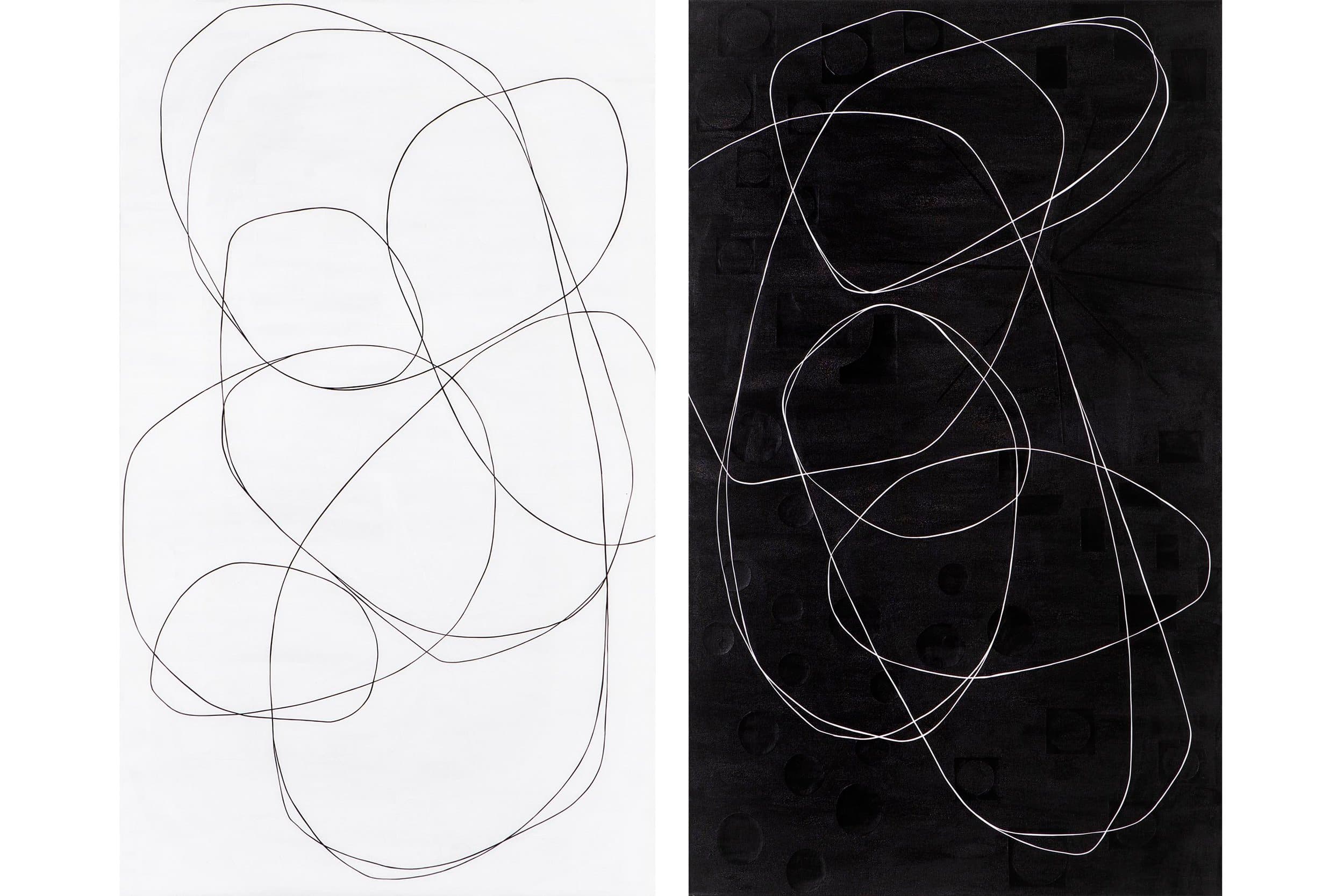 Ink + Paper by Maura Segal, acrylic and paper on canvas.