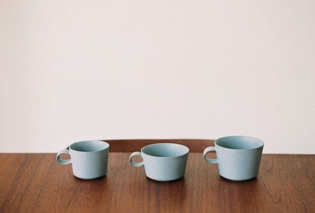 Porcelain cups by Yumiko Iihoshi.