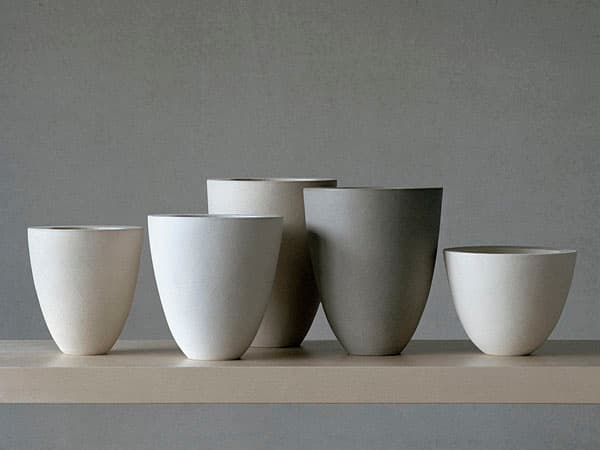 Five pale and grey vessels by Ann Jansson, photographed by Gerry Johansson.