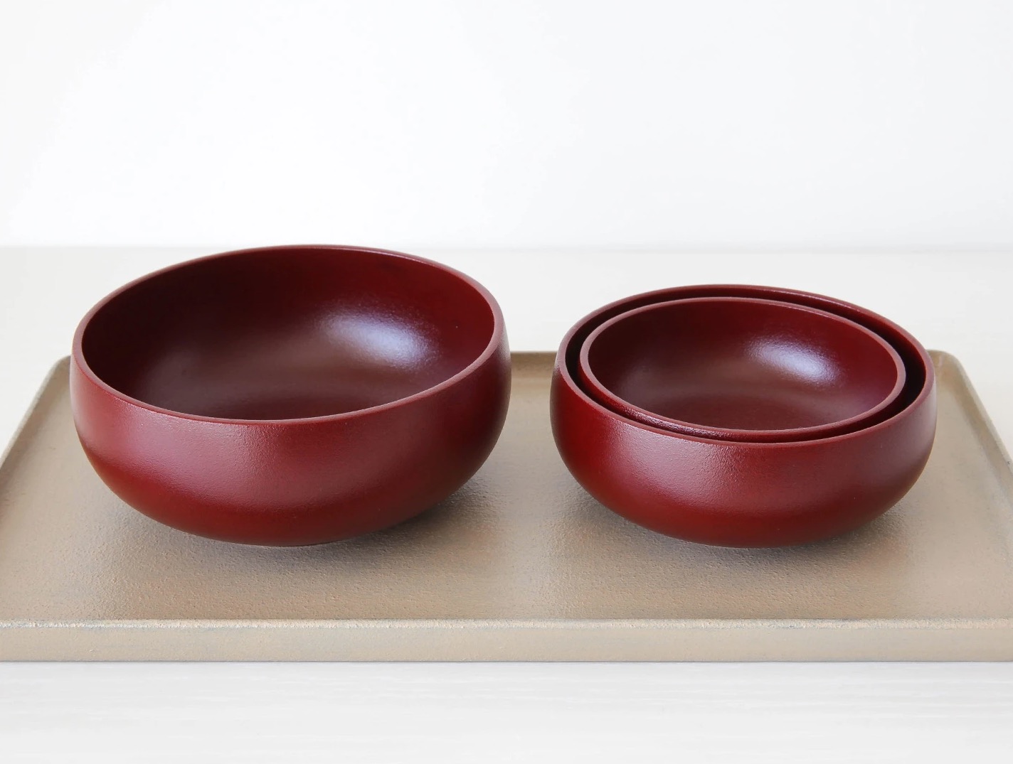 Red Nested Urushi (Lacquer) Bowls Handcrafted by Fujii Works